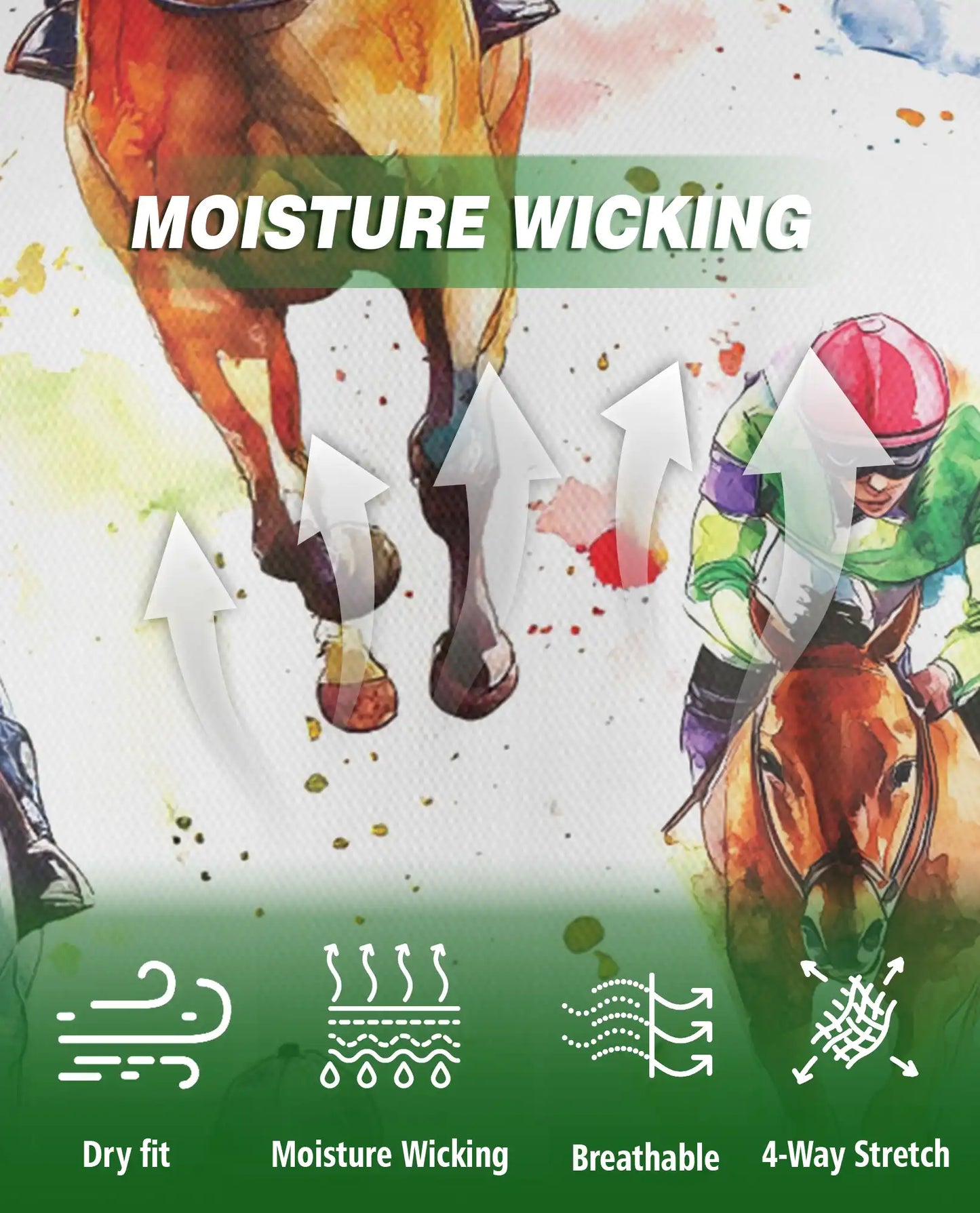Watercolor Horse Racing 3D Polo Shirt for Men – Jockey Derby Sports Style | Netecom