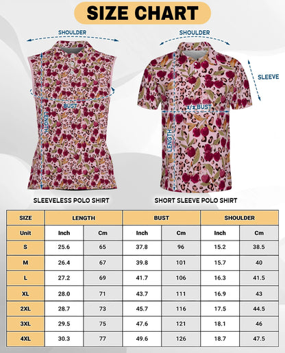 Pink Leopard Cherry Sleeveless Polo Shirt for Women – Cute Wild Fruit Style | Netecom