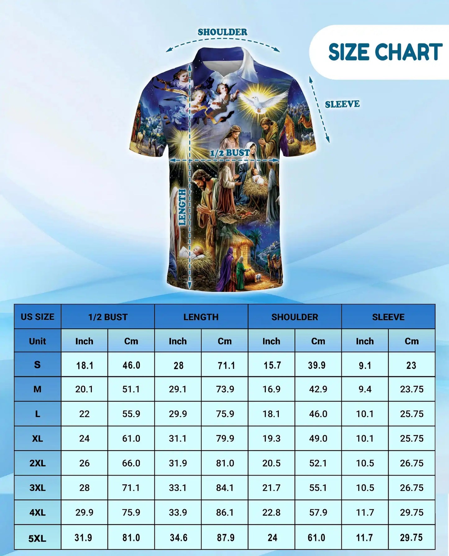 Nativity Christmas 3D Polo Shirt for Men – Religious Holiday Scene Style | Netecom