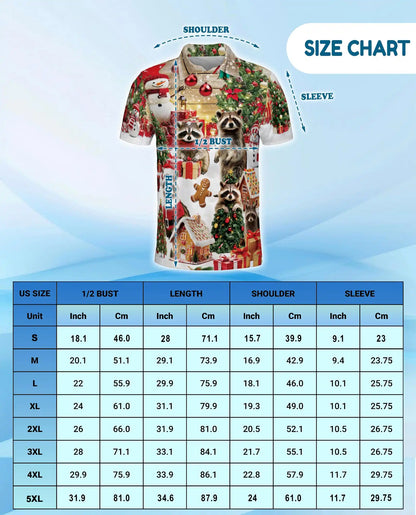 Christmas Raccoon 3D Polo Shirt for Men – Funny Holiday Animal Style | Netecom