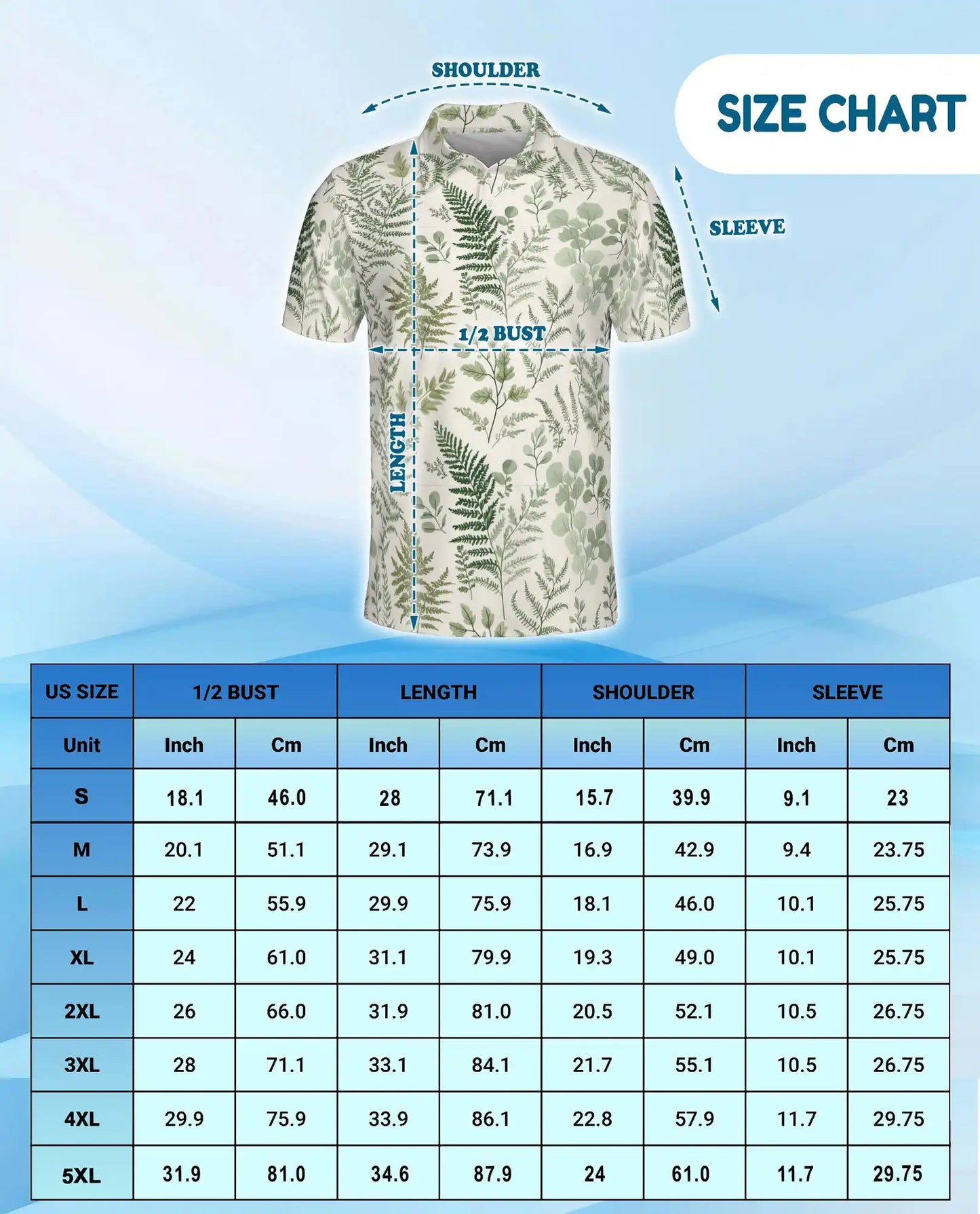 Botanical Fern Polo Shirt - Minimalist Nature Style | Netecom