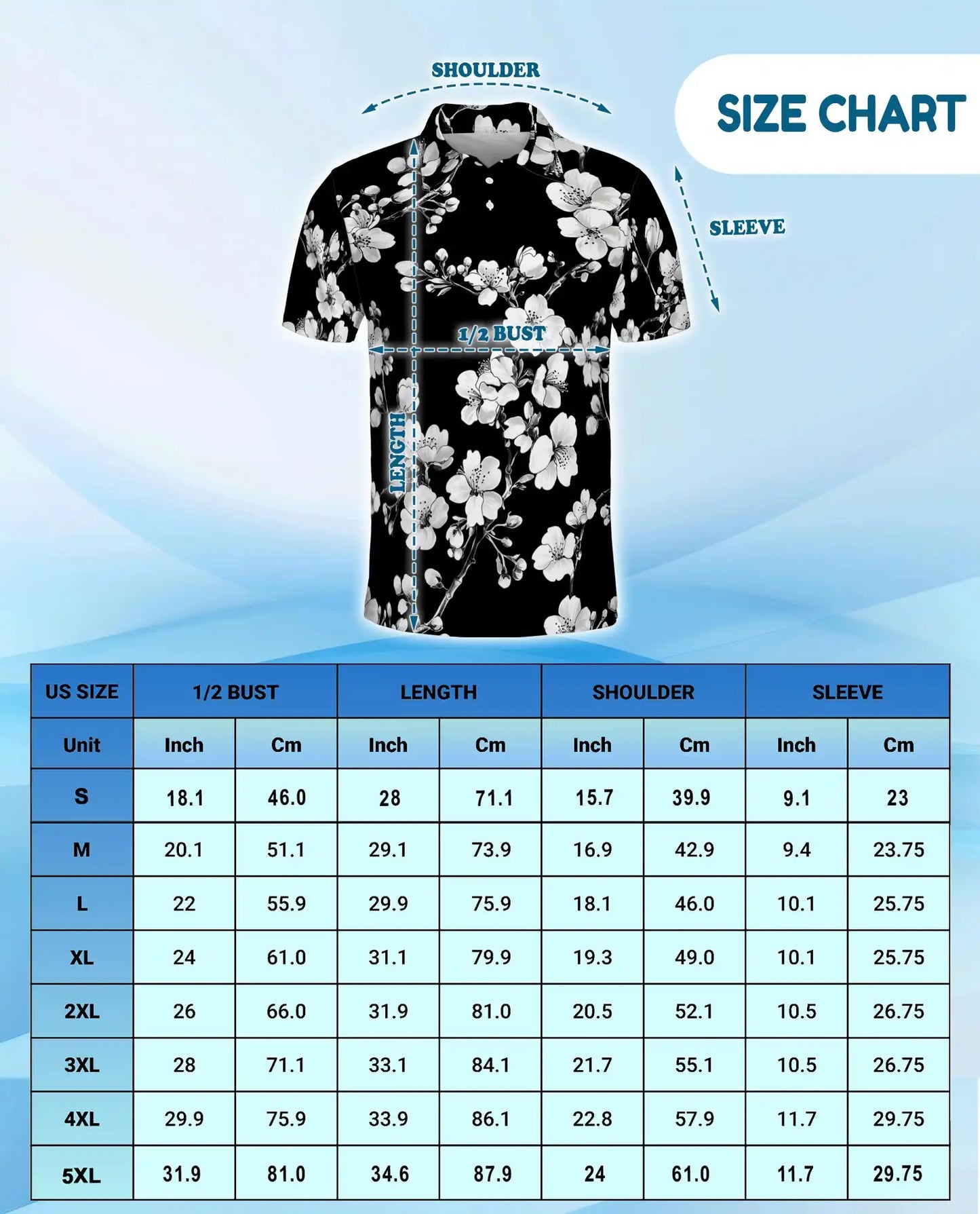 Monochrome Cherry Blossom Polo Shirt - Elegant Floral Style | Netecom