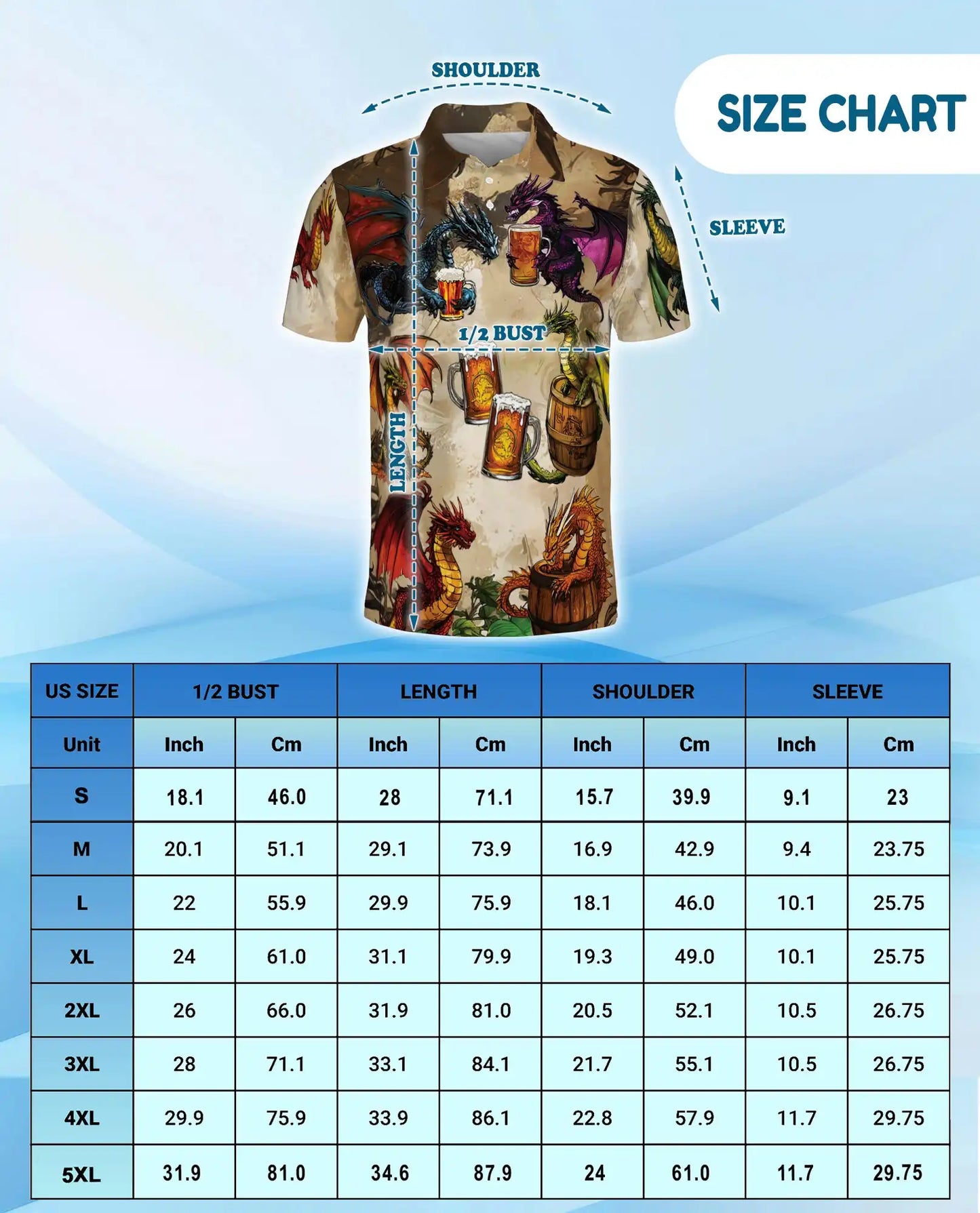 Fantasy Dragon Beer Polo Shirt - Medieval Tavern Style | Netecom