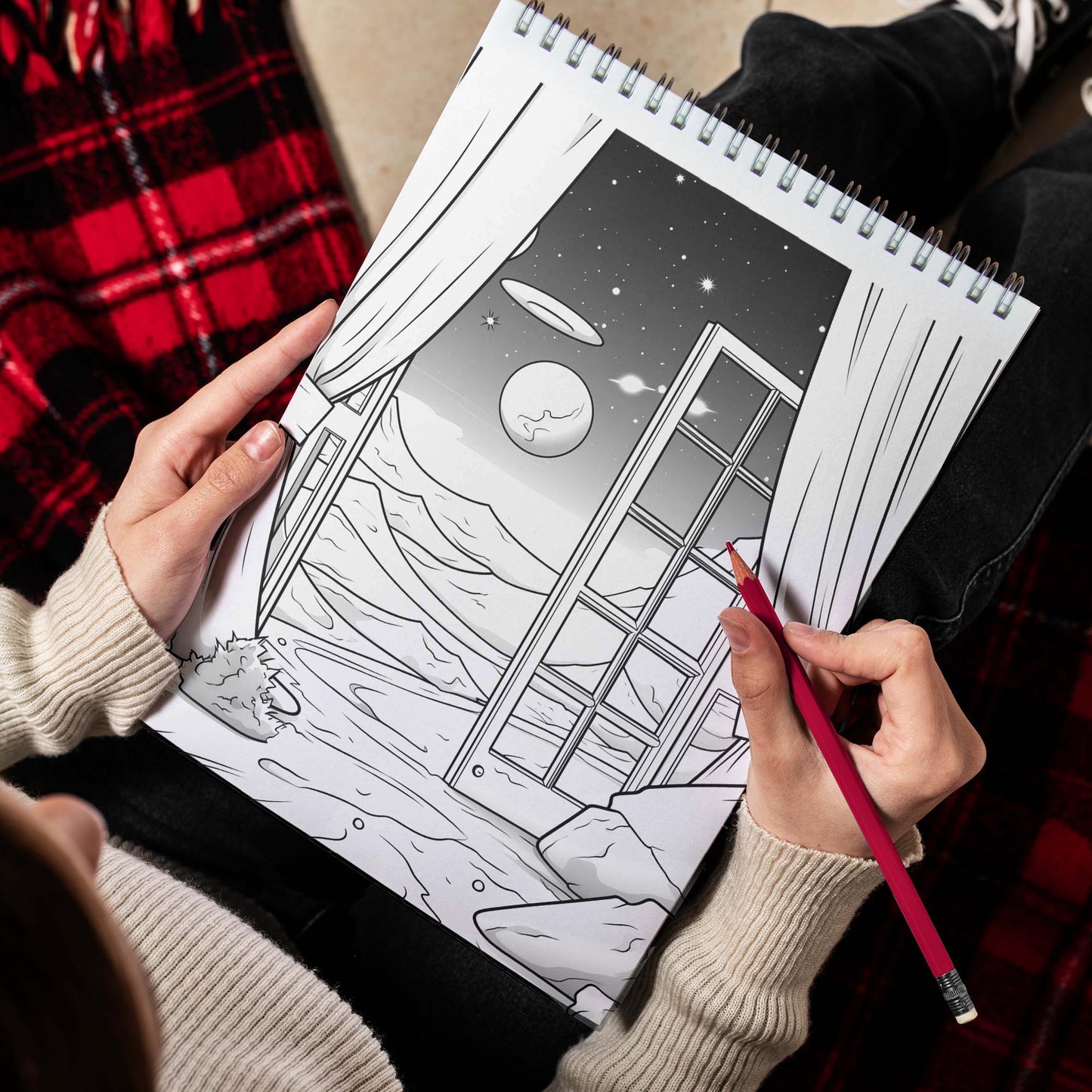 Surreal Dimensions Unveiled Spiral Bound Coloring Book, Explore 30 Coloring Pages of Surreal Dimensions Unveiled for Creative Souls to Ignite Imagination.