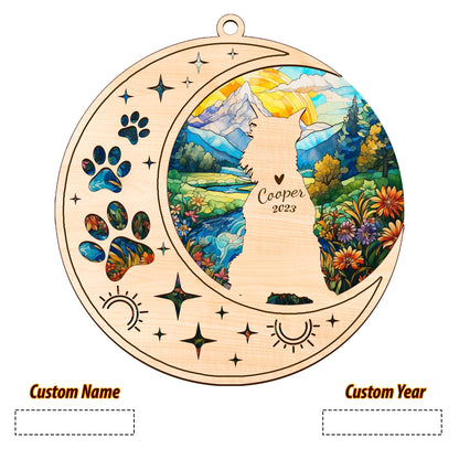 Netecom Schnauzer Dog Memorial Suncatcher, Personalized Schnauzer Christmas Ornament with Name Date, Bereavement Gifts for Loss of Pet, Dog Death Sympathy Gift Pet Loss Sun Catchers, Dog Grief Gift