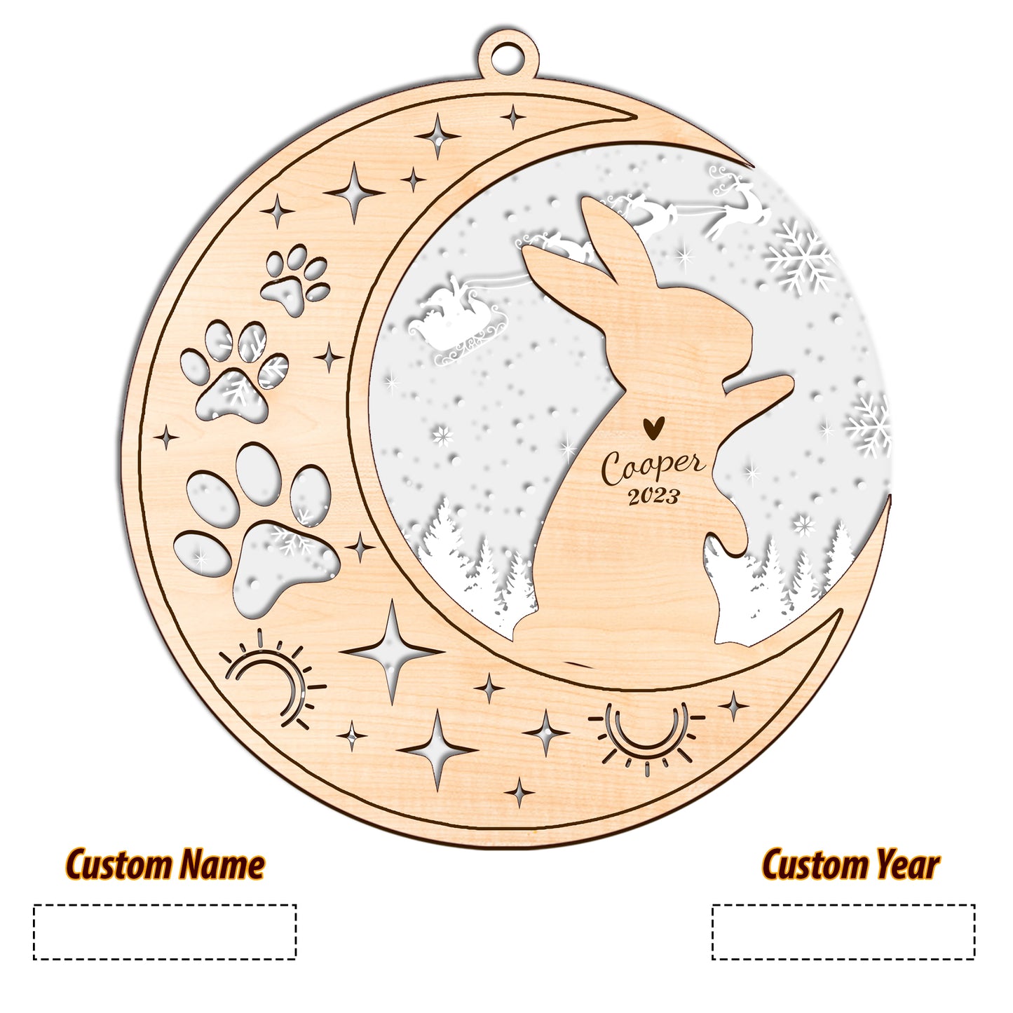 Netecom Rabbit Memorial Suncatcher, Personalized Rabbit Christmas Ornament with Date Name, Bereavement Gifts for Loss of Bunny, Rabbit Death Sympathy Gifts Pet Loss Sun Catchers, Rabbit Grief Gift