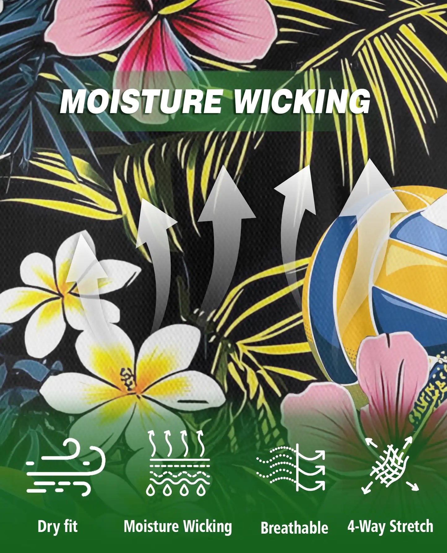 Tropical Volleyball 3D Polo Shirt for Men – Floral Beach Sports Style | Netecom
