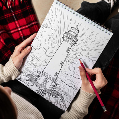 Lighthouse Spiral Boound Coloring Book: 30 Pages of the World of Coastal Beacons and Unleash Their Creativity