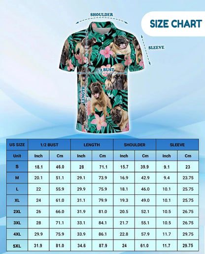 Pug Tropical Polo Shirt - Hawaiian Dog Lover Floral Design | Netecom