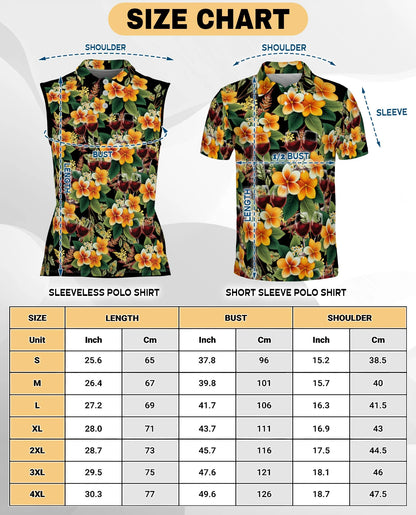 Wine Plumeria Floral Sleeveless Polo Shirt for Women – Tropical Elegant Style | Netecom