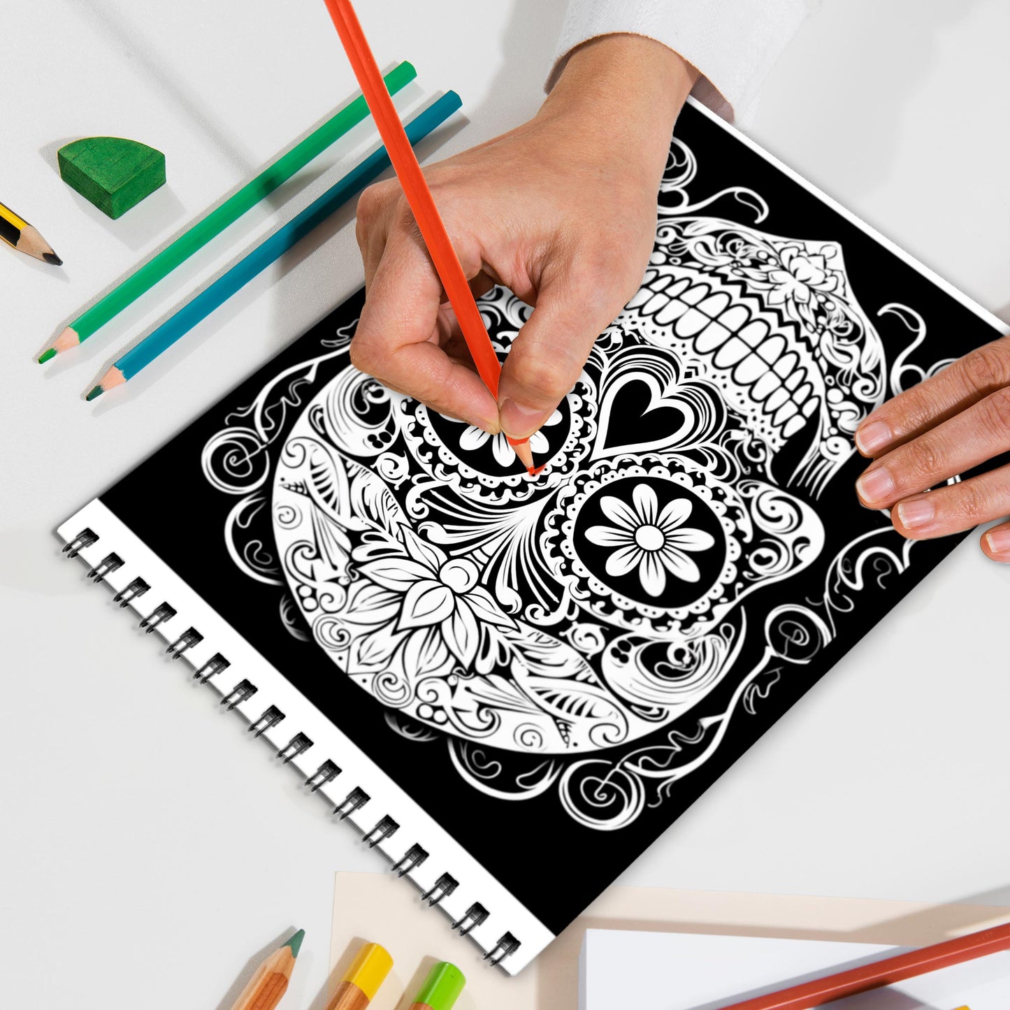 Sugar Skulls Spiral Bound Coloring Book, Vibrant Sugar Skulls for a Cultural and Artistic Journey, Great for Fans of Day of the Dead and Folk Art