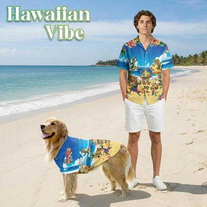 Funny Crocodile Alligator Beach Party Hawaii Dog and Owner Matching Shirts