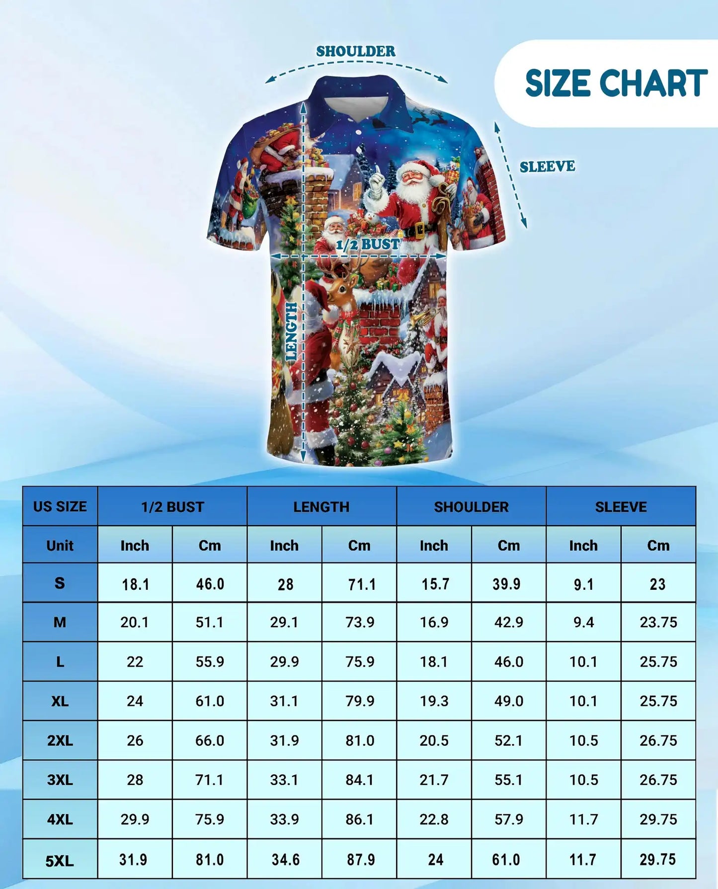 Santa Claus Christmas Village 3D Polo Shirt for Men – Festive Holiday Style | Netecom