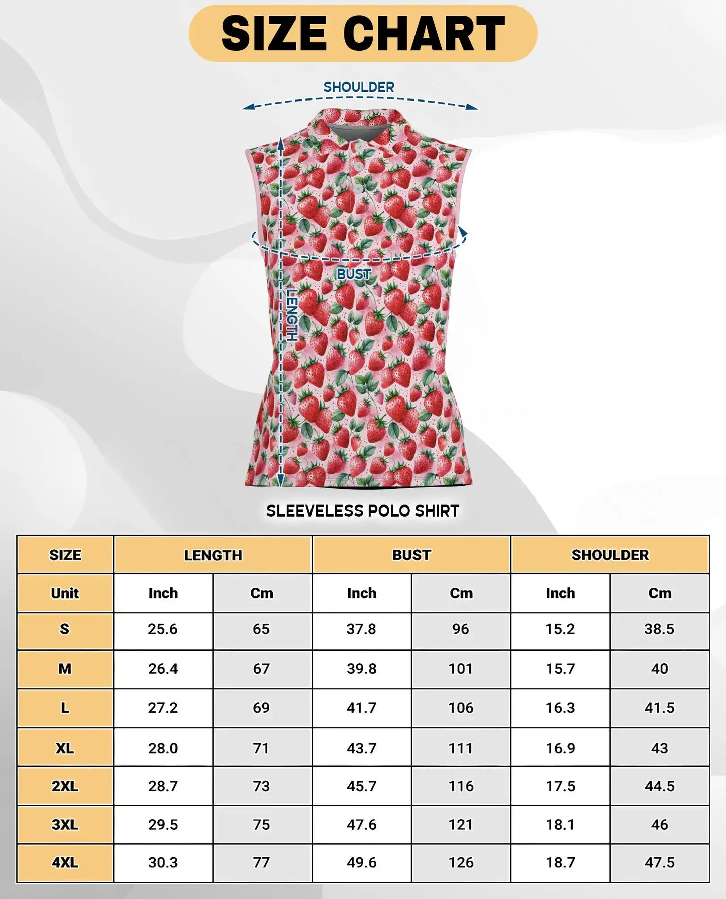 Allover Strawberry Print Sleeveless Polo Shirt for Women | Netecom