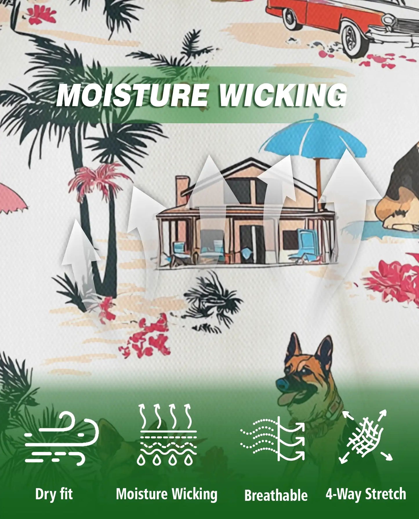 German Shepherd Tropical Beach Polo Shirt for Men | Netecom
