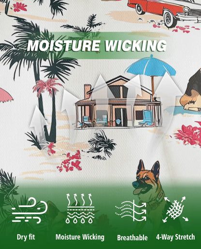 German Shepherd Tropical Beach Polo Shirt for Men | Netecom