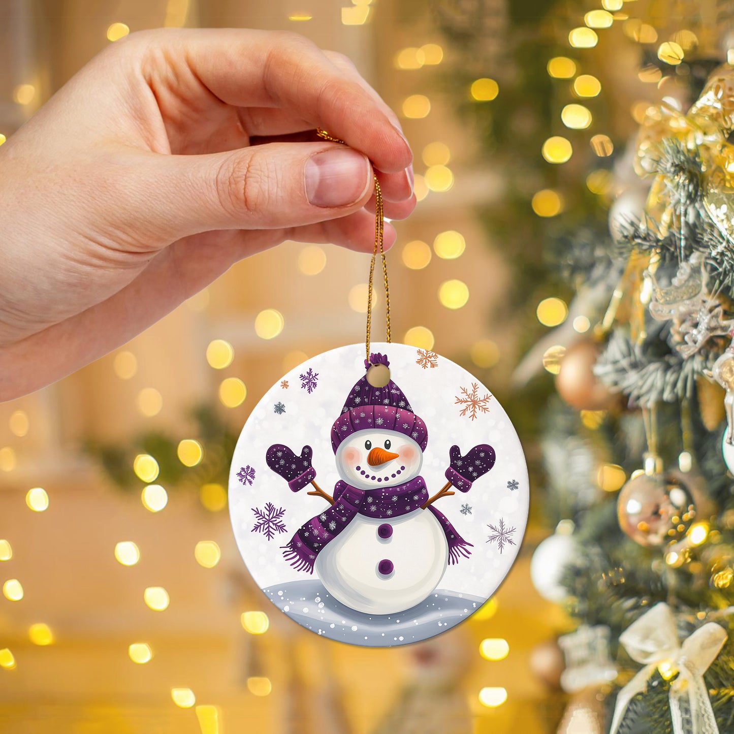 Netecom Funny Purple Snowman Christmas Ornaments, Cute Ceramic Winter Snowman Keepsake Ornament for Christmas Tree Decorations, Gifts for Holiday, Party, Home Decor