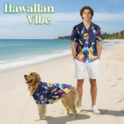 Unique Beach Bowling Hawaii Dog and Owner Matching Button Shirts