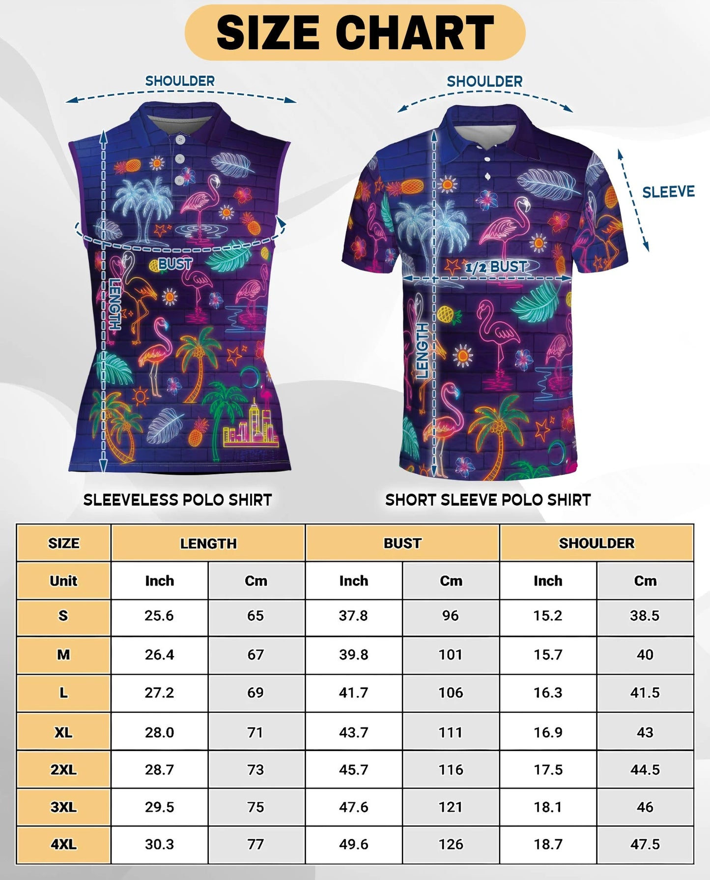 Synthwave Neon Tropical Sleeveless Polo Shirt for Women | Netecom