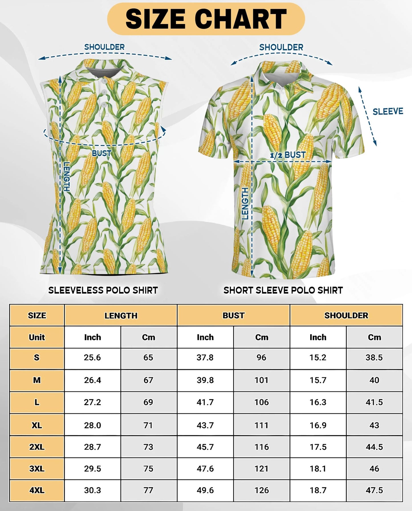 Fresh Corn Cob Pattern Sleeveless Polo Shirt for Women | Netecom