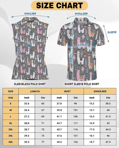 Llamas And Cacti Sleeveless Polo Shirt for Women – Desert Animal Style | Netecom