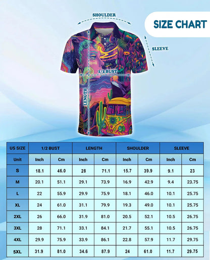 Psychedelic Desert Polo Shirt - Retro Festival Art Style | Netecom