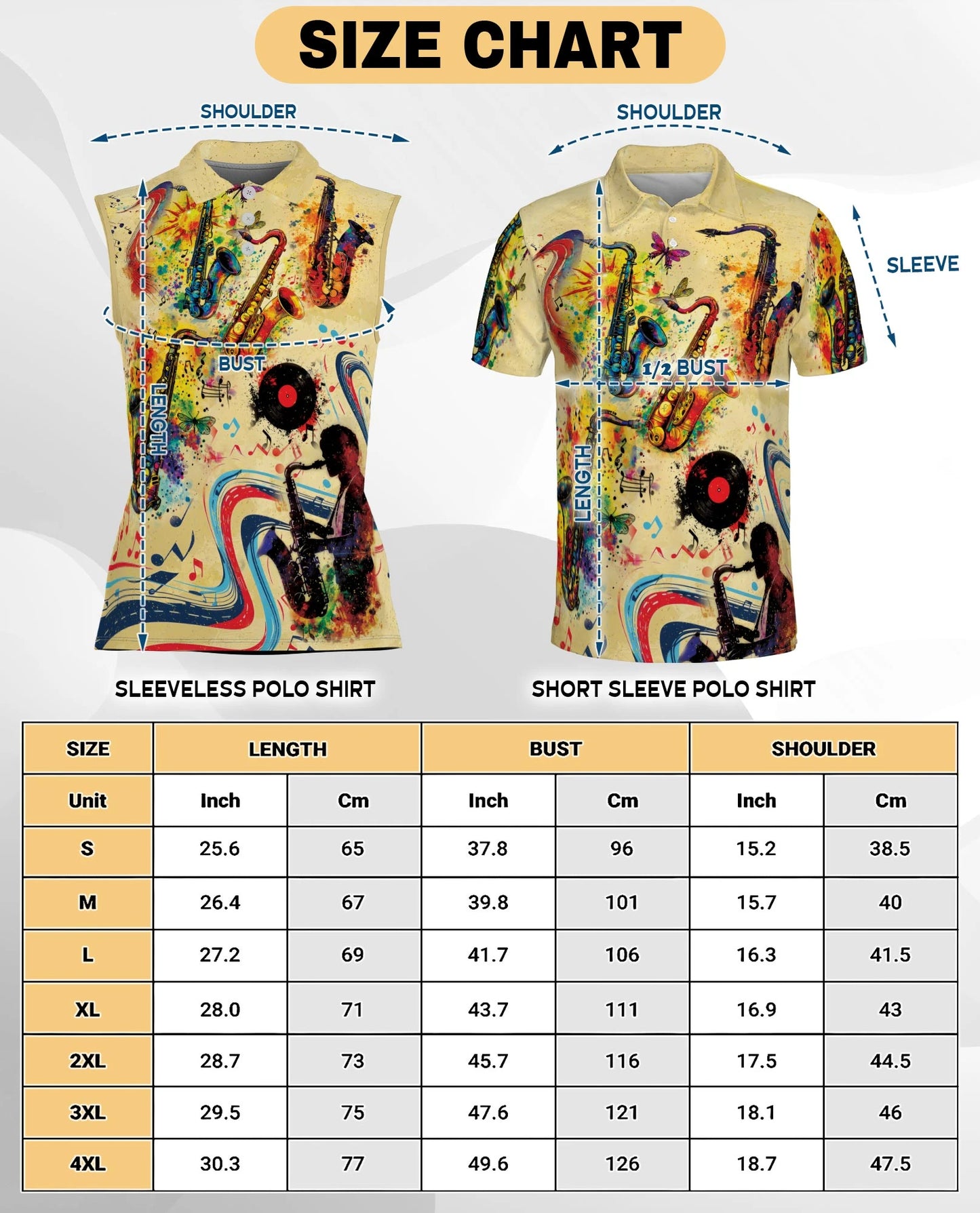 Music Saxophone Sleeveless Polo Shirt for Women | Netecom