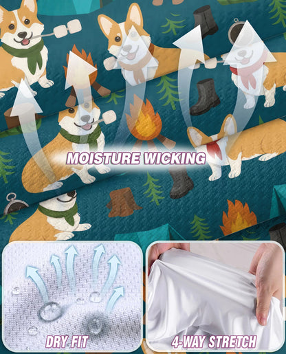 Corgi Camping Sleeveless Polo Shirt for Women – Cute Outdoor Dog Style | Netecom