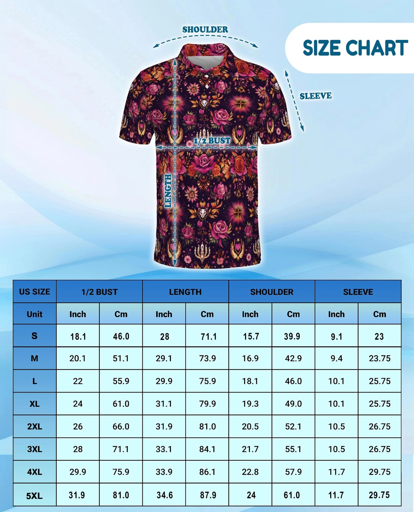 Kaleidoscope Rose Polo Shirt for Men – Colorful Floral Art Style | Netecom