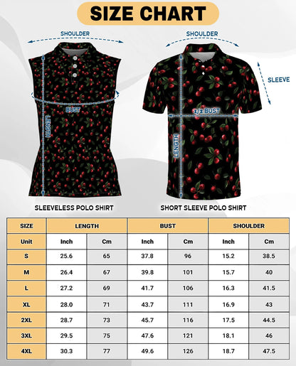 Cranberry Pattern Sleeveless Polo Shirt for Women – Fresh Fruit Summer Style | Netecom