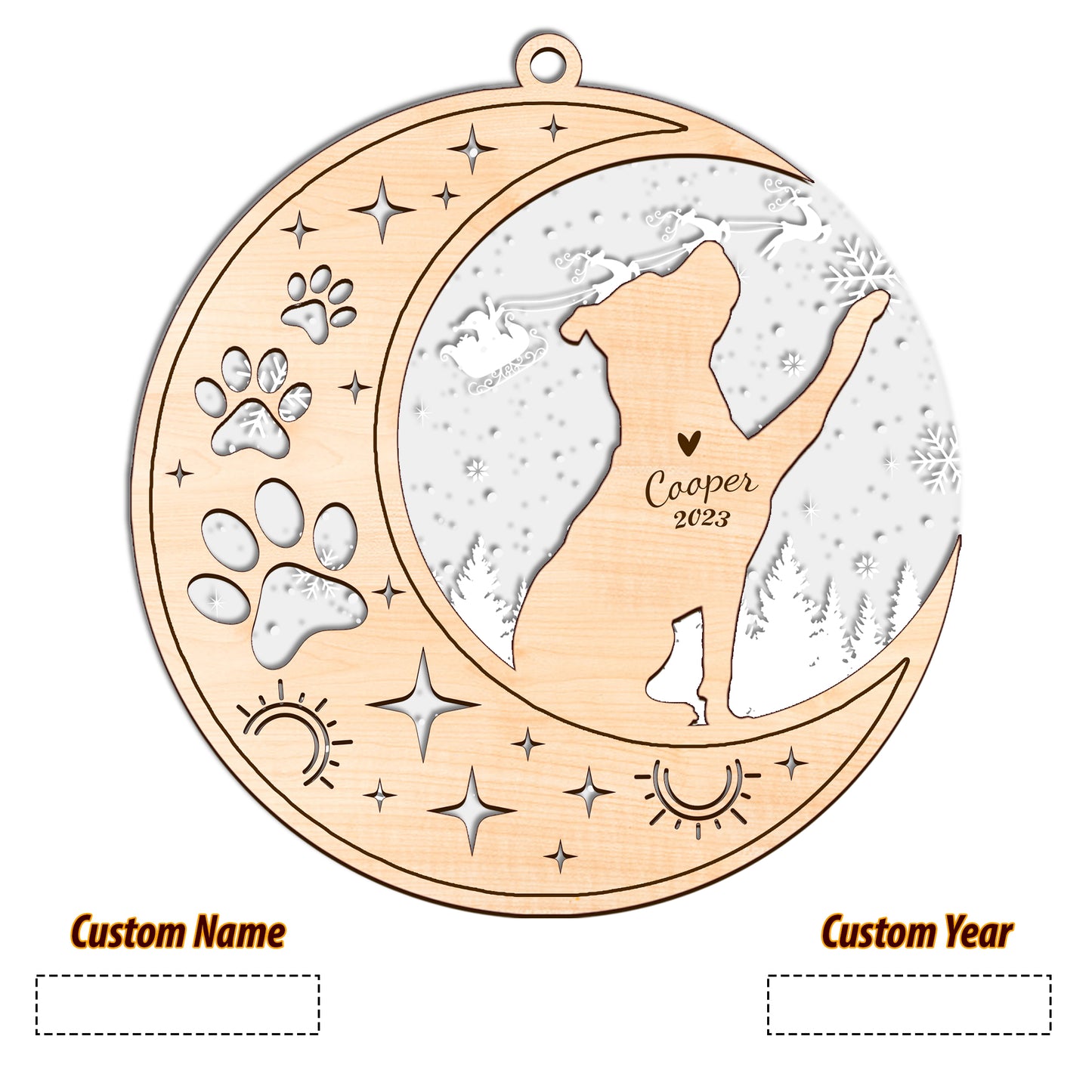 Netecom Pitbull Dog Memorial Suncatcher, Personalized Pit bull Christmas Ornament with Date Name, Bereavement Gifts for Loss of Pet, Dog Death Sympathy Gifts Pet Loss Sun Catchers, Dog Grief Gift