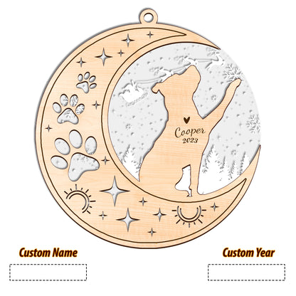 Netecom Pitbull Dog Memorial Suncatcher, Personalized Pit bull Christmas Ornament with Date Name, Bereavement Gifts for Loss of Pet, Dog Death Sympathy Gifts Pet Loss Sun Catchers, Dog Grief Gift