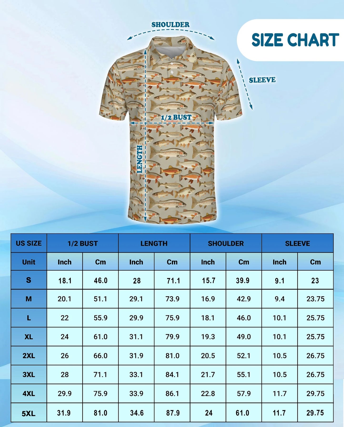 Trout Fishing Pattern Polo Shirt for Men – Outdoor Angler Style | Netecom
