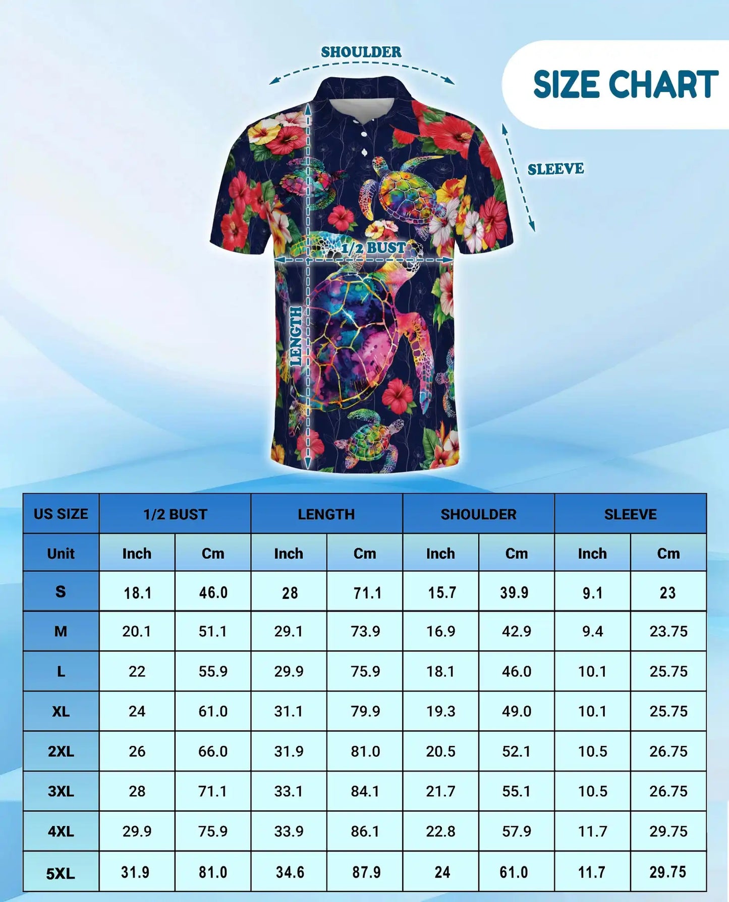 Colorful Sea Turtle Tropical Polo Shirt for Men – Ocean Reef Print | Netecom