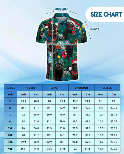 Black Cat Christmas Polo Shirt - Festive Holiday Pet Style | Netecom