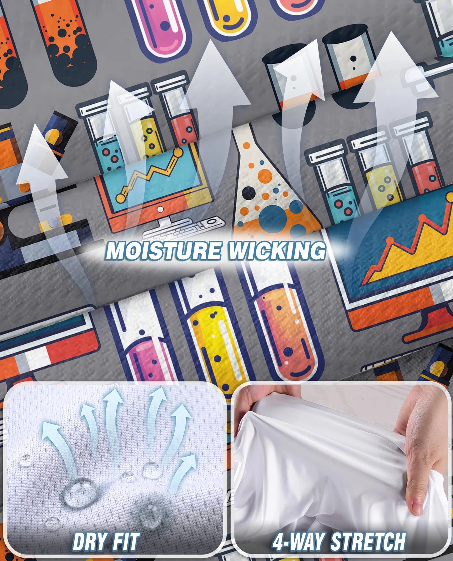 Science Lab Doodle Pattern Sleeveless Polo Shirt for Women | Netecom