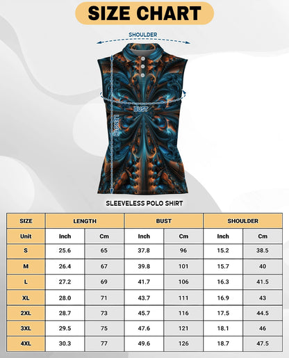 Fractal Art Pattern Sleeveless Polo Shirt for Women | Netecom