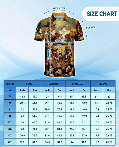 Vintage Cat Poker 3D Polo Shirt for Men – Funny Animal Card Game | Netecom