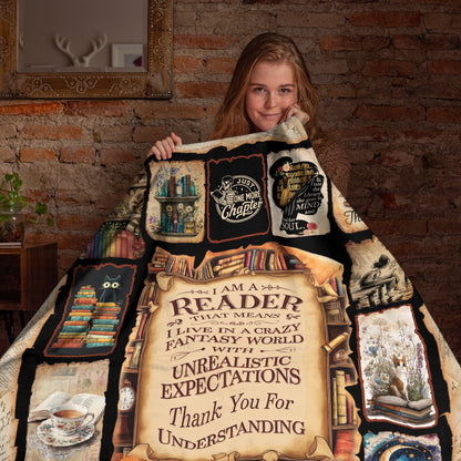 Netecom Book Blanket, Reading Throw Blanket for Couch, Bed or Sofa, Ultra Soft Warm Cozy Fuzzy Plush, Birthday Gifts for Book Lover, Bookworm, Present for Christmas, Graduation, Teacher Gift