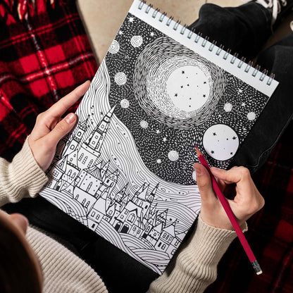 Starry Nightism Spiral Bound Coloring Book, Unleash Your Creativity with 30 Captivating Starry Nightism Coloring Pages