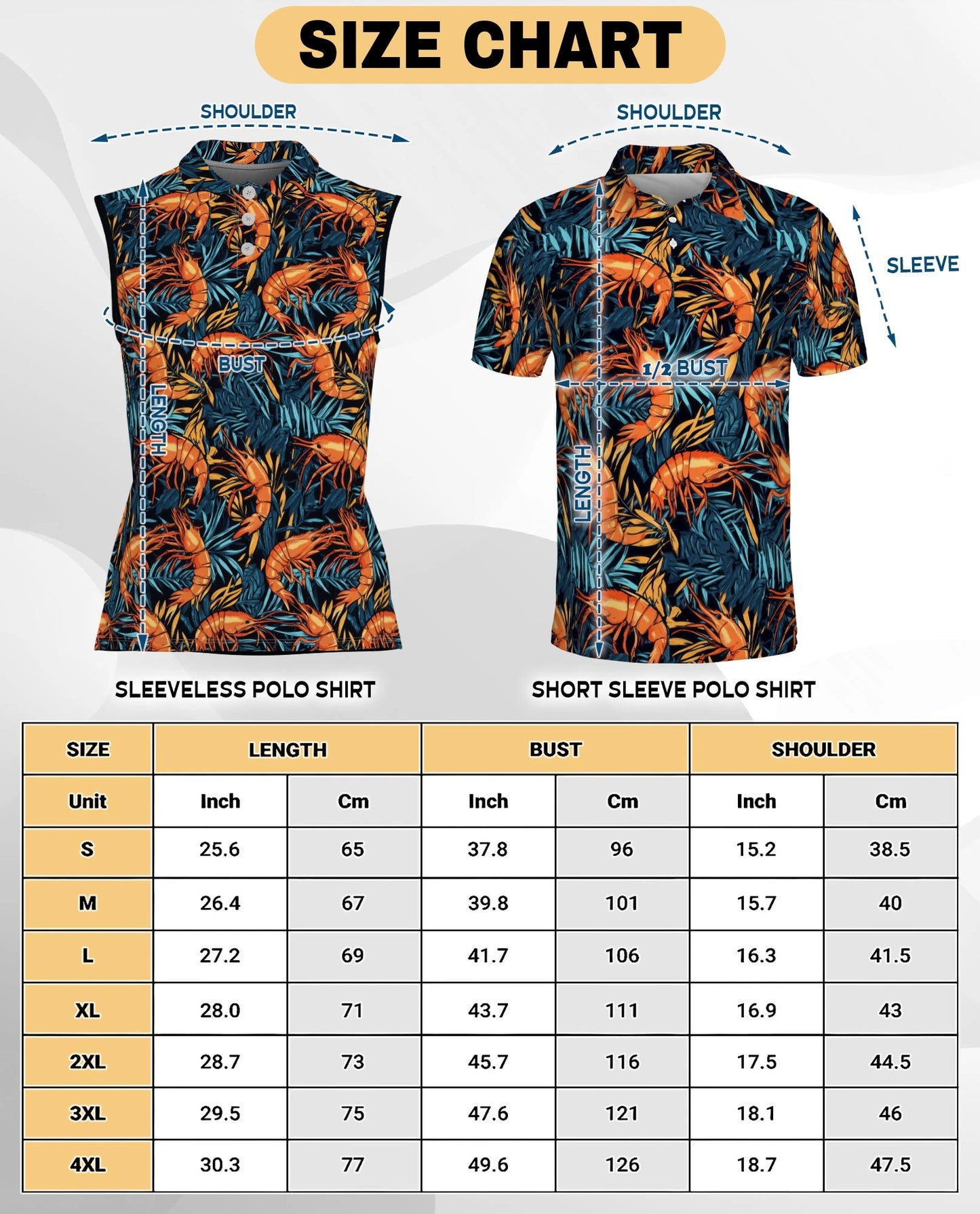 Shrimp Summer Beach Seafood Sleeveless Polo Shirt for Women | Netecom