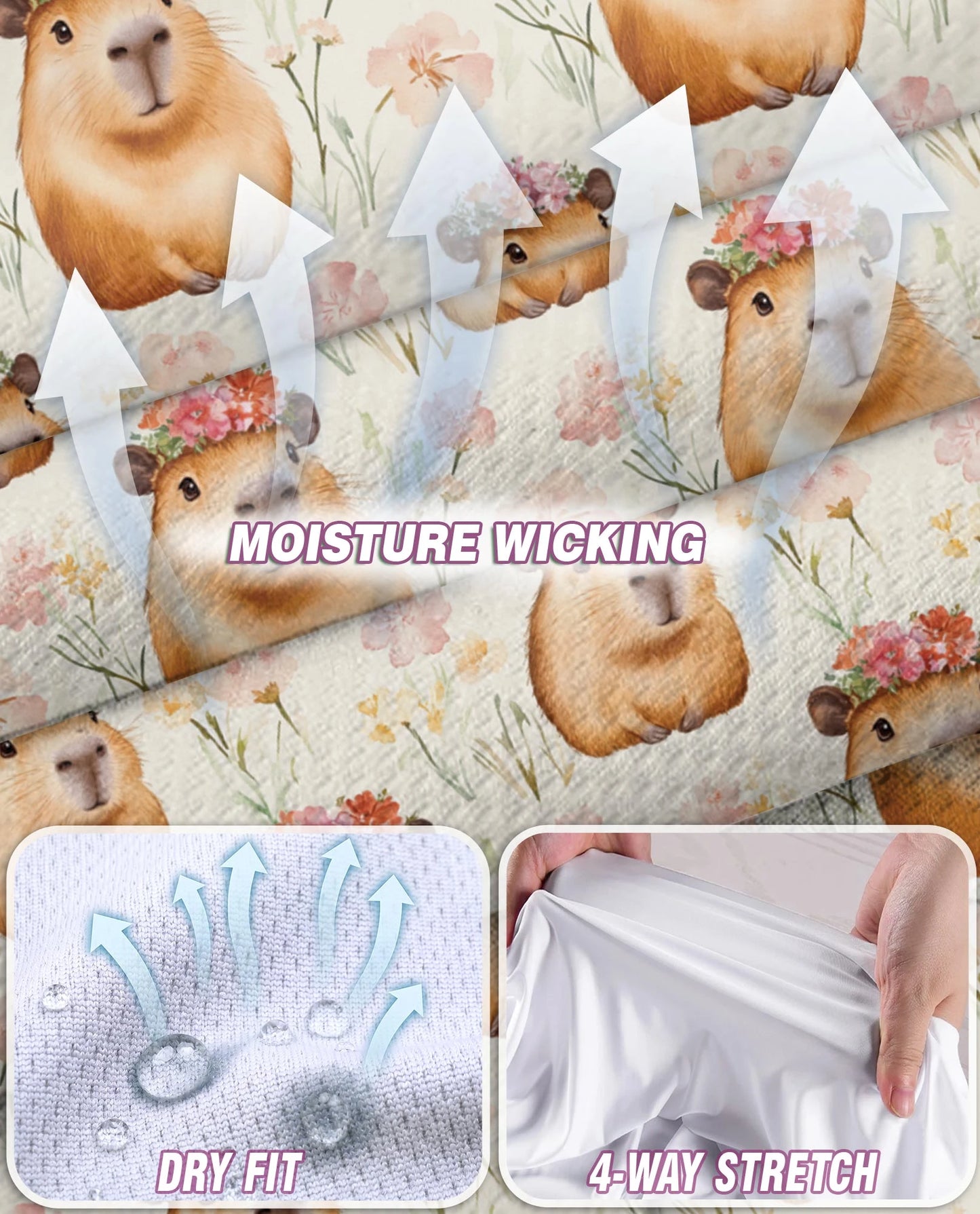 Capybara Flower Crown Sleeveless Polo Shirt for Women | Netecom