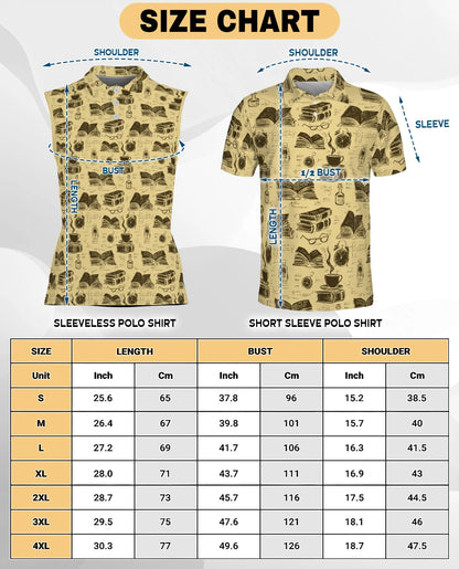 Book Pattern Sleeveless Polo Shirt for Women | Netecom