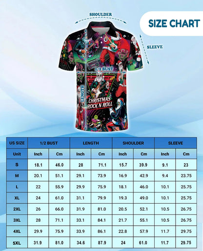 Christmas Rock Santa Polo Shirt – Retro Music Print | Netecom