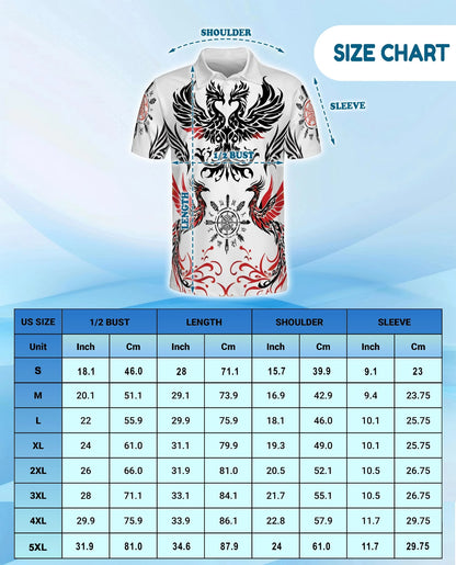 Symmetrical Phoenix Polo Shirt for Men – Mythical Fire Bird Style | Netecom