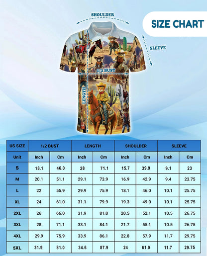 Vintage Desert Cowboy Cats Polo Shirt for Men – Western Animal Style | Netecom