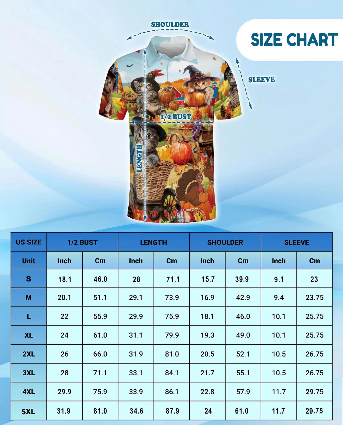 Autumn Harvest Cats Polo Shirt for Men – Cute Fall Kitten Print | Netecom
