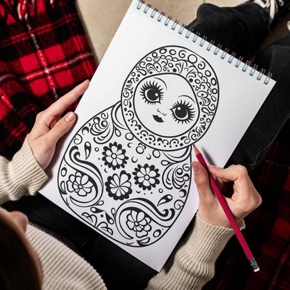 Russian Dolls Spiral Bound Coloring Book,  Discover 30 Delightful Coloring Pages in the Russian Dolls Coloring Book and Celebrating Traditional Artistry