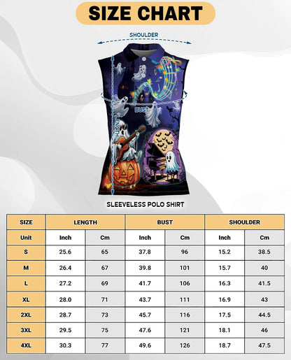 Music Night Halloween Sleeveless Polo Shirt for Women | Netecom