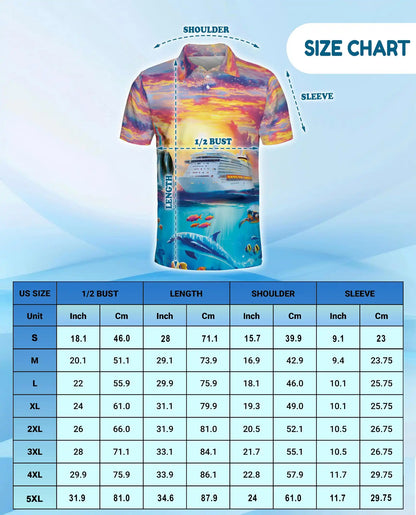 Tropical Cruise Ship Polo Shirt, Ocean Sunset Vacation Style | Netecom